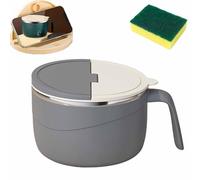 304 Stainless Steel Multi-Purpose Anti-Scald Large-Capacity Instant Noodle Bowl - Food-Grade Safe Material, Double-Layer Anti-Scald, Large Capacity & Multi-Scene Use (Grey)