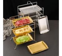 304 Stainless Steel Multi Shelf Rectangular Barbecue Serving Rack for Commercial Kitchen Use with Portable and Easy to Clean Features (W)