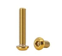 304 Stainless Steel Mushroom Head Hex Screw for Motorcycle | 2PCS M4-M8 half round bolts, titanium gold finish, length 8-45mm(M4x8mm-4pcs)