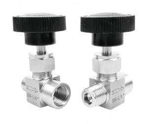 304 Stainless Steel Needle Valve NPT BSPP M/F Thread 1/8 1/4 3/8 1/2 Inch | Angle Shutoff Control Valve for Gas Liquid Flow, Tight Seal Anti-Leak, Precise Flow Regulation(BSPP,1/8″)