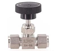 304 Stainless Steel Needle Valve with Adjustable Feature, Card Sleeve Connection, High Pressure Resistance, Suitable for Oil Water Gas Mediums, Polished and Marked Valve Body (Φ8mm)
