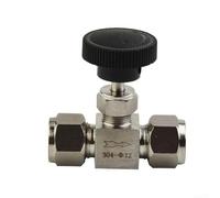 304 Stainless Steel Needle Valve with Adjustable Feature, Card Sleeve Connection, High Pressure Resistance, Suitable for Oil Water Gas Mediums, Polished and Marked Valve Body (Φ12mm)
