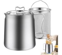 304 Stainless Steel Oil Filter Pot with Fryer Basket - Large Capacity Versatile Vessel Tank Bacon Grease Container with Strainer for Oil Storage Fryer and Filter Cup Kitchen Gadgets (#1,2L)