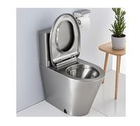304 Stainless Steel One-Piece High-Efficiency Toilet, Soft-Closing Bathroom Fixture, Powerful Dual-Flush Water-Saving Design, Ground Drainage