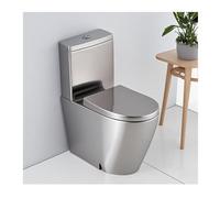 304 Stainless Steel One-Piece Toilet, High-Efficiency Dual Flush Siphon Bowl, Soft-Close Feature, Water-Saving Design, Glossy Finish for Commercial Bathroom
