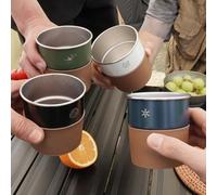 304 stainless steel outdoor 4 piece step cup set, 300ml capacity per cup, lightweight, stackable, and designed for camping and travel (300ml four colors)