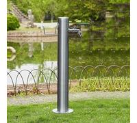 304 Stainless Steel Outdoor Column | Antifreeze Frost Free Water Tap | Freestanding Cylindrical Vertical Hose Faucet for Garden Farm Courtyard Watering Irrigation(Height: 50cm/19.7in)