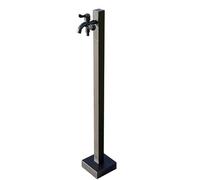304 Stainless Steel Outdoor Garden Water Column Faucet Square Vertical Design with Double Anti-Freeze Black Garden Fountain Water Dispenser for Exterior Use