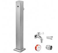 304 Stainless Steel Outdoor Vertical Square Garden Water Column, Water Hydrant with Single Spigot, Hose Hook for Yard Patio(8x60cm/3x24in)