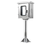 304 Stainless Steel Outdoor Waterproof Electrical Distribution Box, Wall-Mounted Network Monitoring Cabinet, 400x300x250mm Control Junction Box for Instruments, Column Height 1000mm