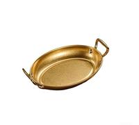 304 Stainless Steel Oval Tray with Retro Finish and Dual Ear Design for Serving Burgers Fries For Snacks and Finger Foods (Gold)