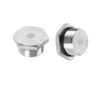 304 Stainless Steel Pipe Plug Fitting Metric Male Thread Outer Hex Head Cap Hexagonal Head Bung Plugs Fittings with Seal Ring for Air Water Oil Gas Tube 2pcs NPT1-1/4