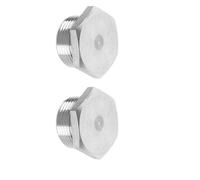 304 Stainless Steel Pipe Plug Fitting Metric Male Thread Outer Hex Head Cap Hexagonal Head Bung Plugs Fittings with Seal Ring for Air Water Oil Gas Tube Solid Hexagonal Head 2pcs NPT1-1/4