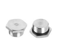 304 Stainless Steel Pipe Plug Fitting Metric Male Thread Outer Hex Head Cap Hexagonal Head Bung Plugs Fittings with Seal Ring for Air Water Oil Gas Tube Outer Hex Head, Rubber Seal 2pcs NPT1/4