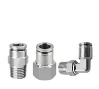 304 Stainless Steel Pneumatic Quick Connector PT1/8 1/4 3/8 1/2 External Thread PC PCF PL14-04 16-02 16-03 16-04 16-06 14mm 16mm(PC14-03)