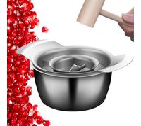 304 Stainless Steel Pomegranate Peeling Tool, Pomegranate Deseeder, Pomegranate Peeler Includes Cutter, Bowl, and Wooden Hammer, Wooden Hammer for Easy Deseeding