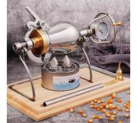 304 Stainless Steel Popcorn Maker, Vintage Popcorn Machine, Mini Hand Popcorn with Manual Crank and Pressure Gauge for Family Gathering Party Fun(330ml)