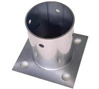 304 Stainless Steel Post Base Bracket, Round Post Support with Pre-installed Fixings, Deck Fence Pillar Protector(120x100mm/4.7x3.9in)