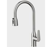 304 Stainless Steel Pull-Out Kitchen Three-Function Outlet Dishwashing Basin Sink Hot and Cold Faucet, Wire Drawn