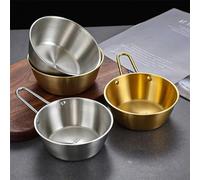 304 Stainless Steel Rice Bowl with Handle, Great for Korean Rice Wine and Cold Desserts Suitable for Outdoor Use and Easy to Wash by Hand (Silver 10.5cm)