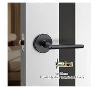 304 Stainless Steel Room Door Lock Indoor Home Bathroom Handle Lock Black Single Tongue Push Button Keyless Door Handle(Matt Black)