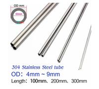 304 Stainless Steel Round Capillary Precision Pipe Straight Tube OD 4-9mm ID 2-8mm Length 100/200/300mm 66(100mm X 2Pcs,OD4 x ID2.8mm)
