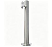 304 Stainless Steel Round Freestanding Garden Water Column, Modern Vertical Water Hydrant with Single Square Water Outlet for Courtyard, Garden