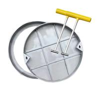 304 Stainless Steel Round Invisible Manhole Cover and Frame, 12'' 14 16 In 18 20 26 30 34 38 40 Inch Large Recessed Sewerage Cleanout Lid with 2 Lifter for Yard/Driveway(420MM(16 2/5IN))