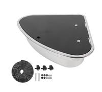 304 Stainless Steel RV Sink Set with Tempered Glass Cover, Triangle Basin 17L Capacity, 40mm Sewer Outlet - Space Saving Corner Design, Rust, Ideal for Boats and