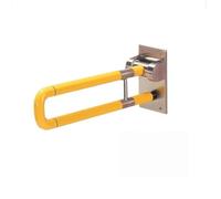 304 Stainless Steel Safety Handrail with Nylon Antislip Handle 60CM Folding Grab Bar for Toilet and Bathroom Support Wall Mount Assist Grip Elderly and Handicap Yellow Color