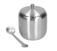 304 Stainless Steel Seasoning Box 370ML with Spoon Polished Brushed Antirust Moistureproof Dishwasher Safe Sugar Salt Chili Storage Container for Kitchen