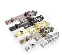 304 Stainless Steel Security Door Chain Lock Door Chain Door Latch Nail Free Glue Thicken Door Lock Hardware 2Pcs(Black-Glue)