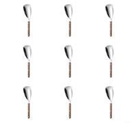 304 Stainless Steel Serving Spoon Set with Wooden Handle, Square Head Kitchen Scoop for Vegetables 2-Pack Dishwasher Safe(E)