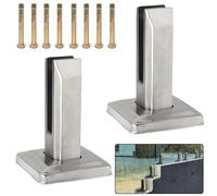 304 Stainless Steel Shower Shelf ClipsNoDrill U Clamp Panel Holder Bracket Adjustable Support for 1015mm Glass 2 Pack Silver H 200mm & Easy Install