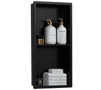 304 Stainless Steel Shower Space Saving nizer with Hollow Divider Vertical Shelf Storage Black 90cm x 28cm x 12.5cm Modern Bathroom Solution