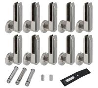 304 Stainless Steel Side Mounted Glass Spigots - Black Finish, Compatible with 10-12.7mm (3/8"-1/2") Thick Glass, for Indoor/Outdoor Stair, Deck & Railing Systems,Silver,10 Pack