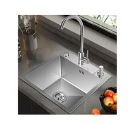 304 Stainless Steel Sink Thickened Steel Plate Easy Water Dischar LaborSaving Design X Guide Line Sound Ilat Pad550x450x210mm