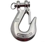 304 Stainless Steel Sliding Hook Cargo Hook with Anti-Slip Spring for Lifting, Towing, Rigging and Chain Hanging in Outdoor or Warehouse Use(1/2)