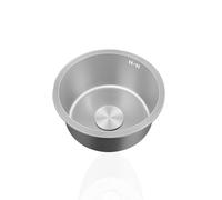 304 Stainless Steel Small Sinks,Mini Kitchen Sink,Grey,Round,Single Bowl Caravan Sink with Drainer Fittings and Overflow for Campervan Bar Restaurant,Undermount and Topmount (40cm)