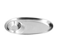 304 Stainless Steel Snack Plate, Oval Divided Dish, Durable Condiment Tray for French Fries and Snacks, Rustproof Sauce Plate with Exquisite Craftsmanship for Home Outdoor Ca (Large Size 1.69 X