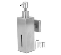 304 Stainless Steel Soap Dispenser, Refillable Rustproof Soap Pump Bottle with Wide Opening for Kitchen Bathroom, Holds Liquid Hand Soap Dish Soap Shampoo Lotion (Wall Mounted, Square)