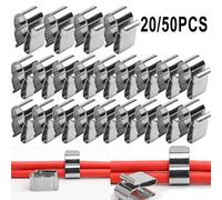 304 Stainless Steel Solar Cable Clips for 2x6mm PV Wire Clamps, Durable Boat Solar Wiring Holders, Solar Panel Cable Management Mounts for Alternative Energy In(20Pcs)