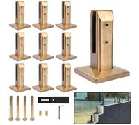 304 Stainless Steel Square Glass Spigots,Pool Fence Balustrade Railing Post Clamps for Deck Balcony Glass Railing Balustrade Suitable for Coastal Cities,Gold 10 Pieces,H 200mm
