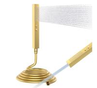 304 Stainless Steel Square Handheld Shower Head with Hose - Lightweight High Pressure Switch Button 2 Mode Shower Wand, 59 Inch Long Hose, Water Saving, Brushed Gold（Without Bracket）