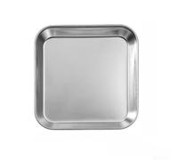 304 Stainless Steel Square Plate, Thickened Non-Slip Base for BBQ & Catering, Polished Metal Serving Dish for Restaurant Home Kitchen, Gold, 14.4x14.4cm(14x14 Silver)