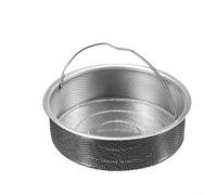 304 Stainless Steel Steamer Basket with Flat Edge Design and Handle for Compatibility with Round and Oval Pots and Saucepans (L)