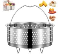 304 Stainless Steel Steamer Insert Basket with Handle, Perforated Heat Resistant Cooking Rack for Steaming Veggies Fruits Grains Dumplings Corn Sweet Potatoes Blanching in Pressure Cookers Stock Pots
