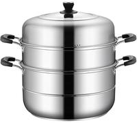 304 Stainless Steel Steamer/Stock Pot,Household 3-Layer Large Capacity Steamer Thickened for Gas Stove/Induction Cooker