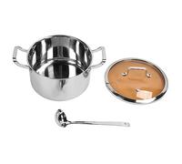 304 Stainless Steel Stockpot, Large Straight Soup Pot with Lid and Double Handles, 9.4 Inch Diameter - Even Heating, Heavy Duty Design for Simmering and Boiling