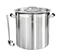 304 Stainless Steel Stockpot with Lid and Spoon, Large Saucepan Thickened Pasta Pot for Soups, Cooking Seafood, Stews and Family Meals - Commercial and Home Use (21